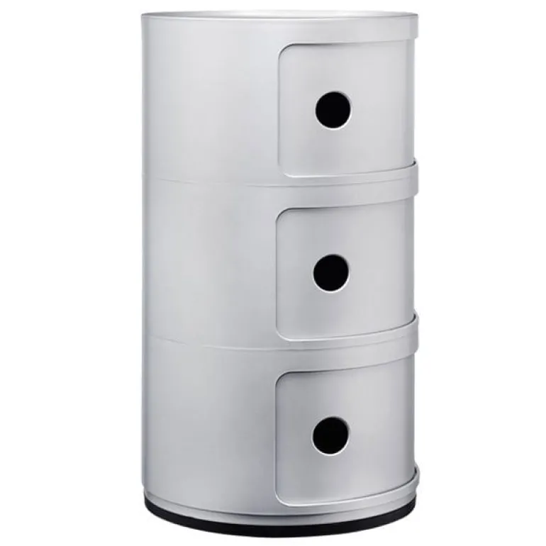 Kartell Componibili storage unit, 3 modules, silver