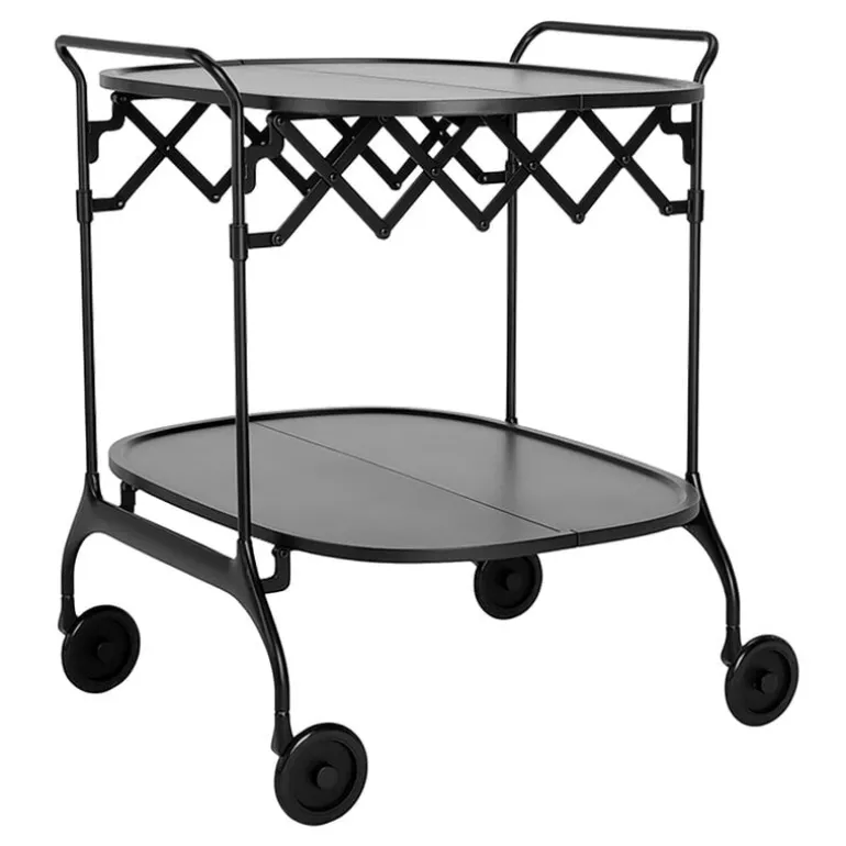 Kartell Gastone folding serving trolley/side table, black