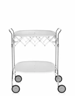Kartell Gastone folding trolley, white - chrome