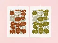 Kauniste Calendar kitchen towel 2025, green