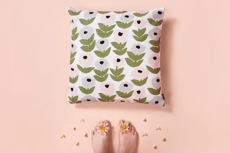 Kauniste Flora cushion cover, grey