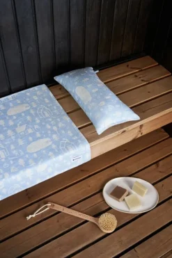 Kauniste Sauna linen runner, light blue