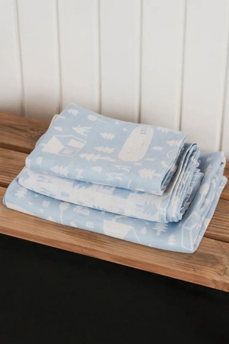 Kauniste Sauna linen runner, light blue