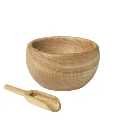 Kay Bojesen Denmark Menageri salt cellar with spoon, oak