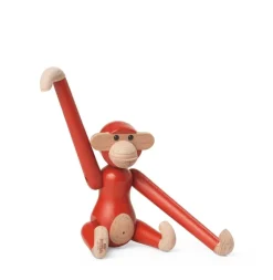 Kay Bojesen Denmark Wooden monkey, mini, vintage red