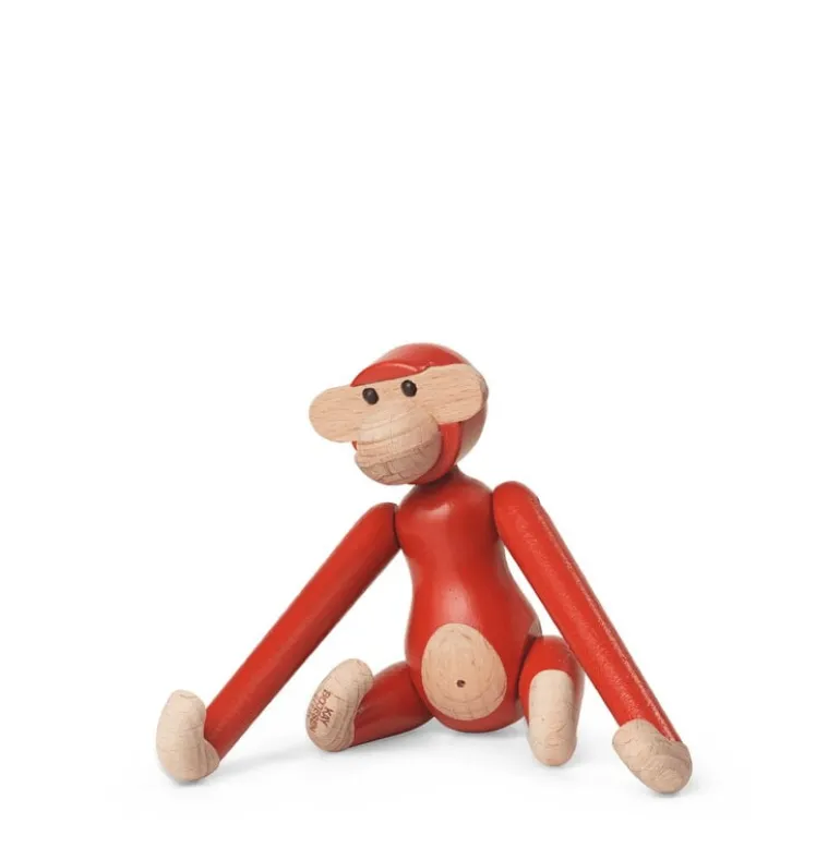 Kay Bojesen Denmark Wooden monkey, mini, vintage red