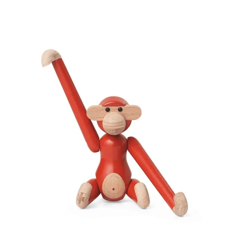Kay Bojesen Denmark Wooden monkey, mini, vintage red