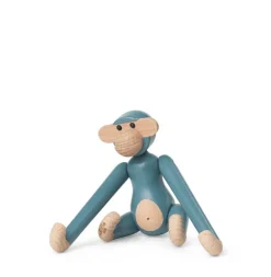 Kay Bojesen Denmark Wooden monkey, mini, vintage blue