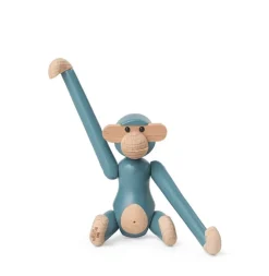 Kay Bojesen Denmark Wooden monkey, mini, vintage blue