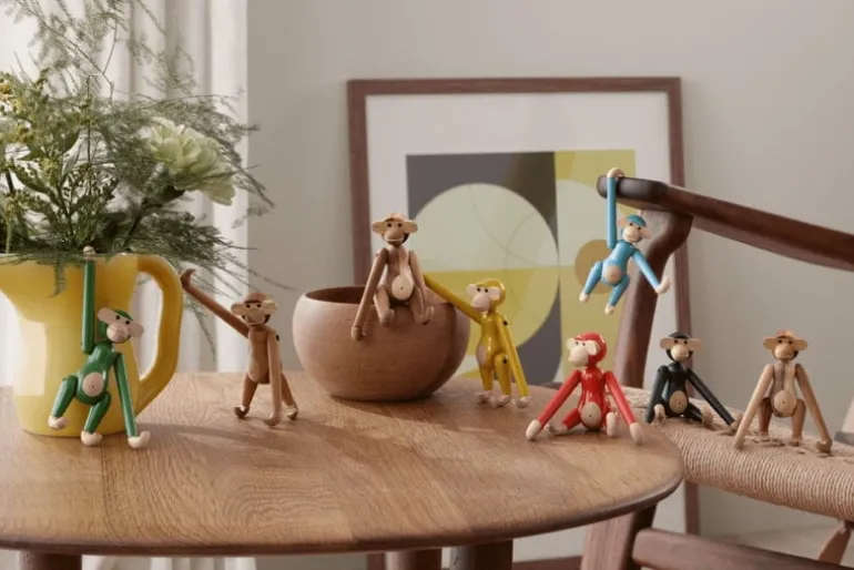 Kay Bojesen Denmark Wooden monkey, mini, vintage yellow