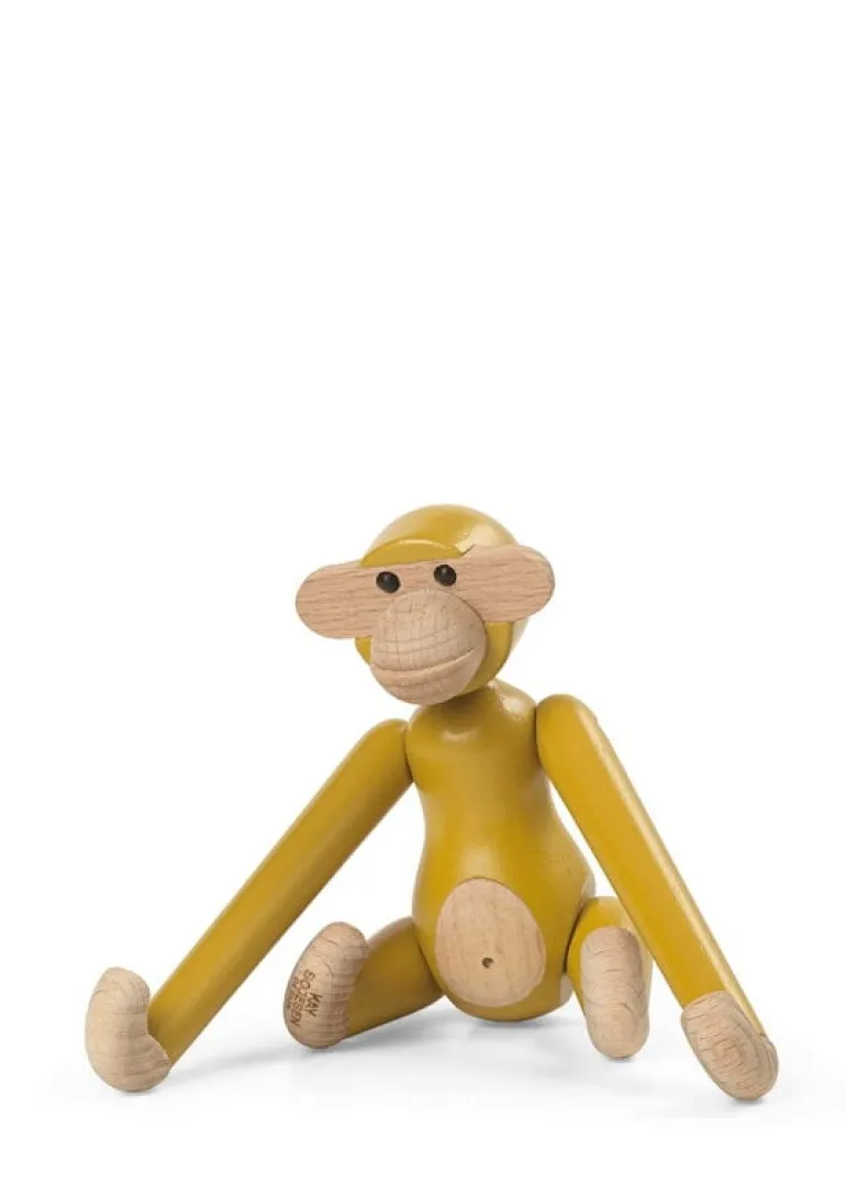 Kay Bojesen Denmark Wooden monkey, mini, vintage yellow