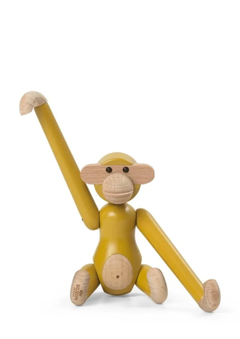 Kay Bojesen Denmark Wooden monkey, mini, vintage yellow
