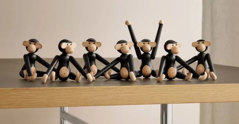 Kay Bojesen Denmark Wooden Monkey, mini, dark stained oak