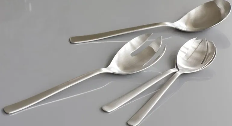 Kay Bojesen Grand Prix small salad set, polished stainless steel