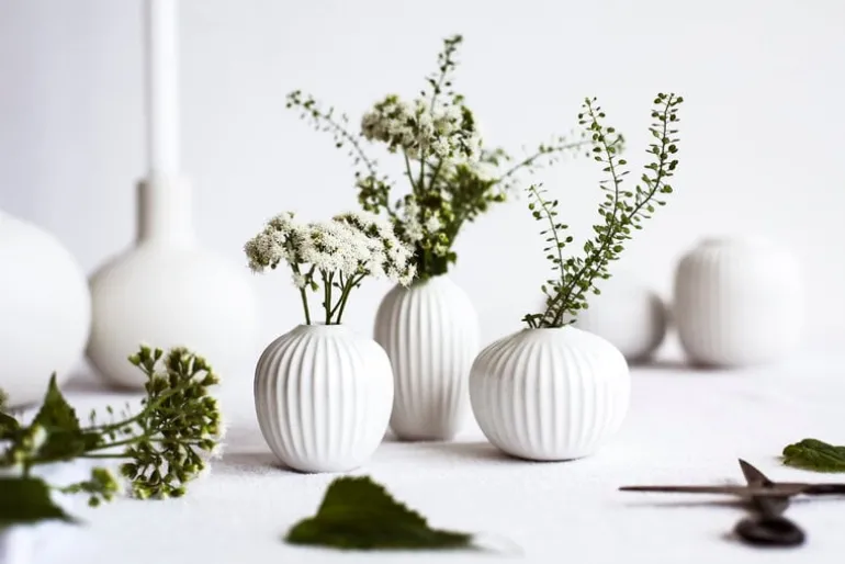 Kähler Hammershøi miniature vases, 3 pcs, white