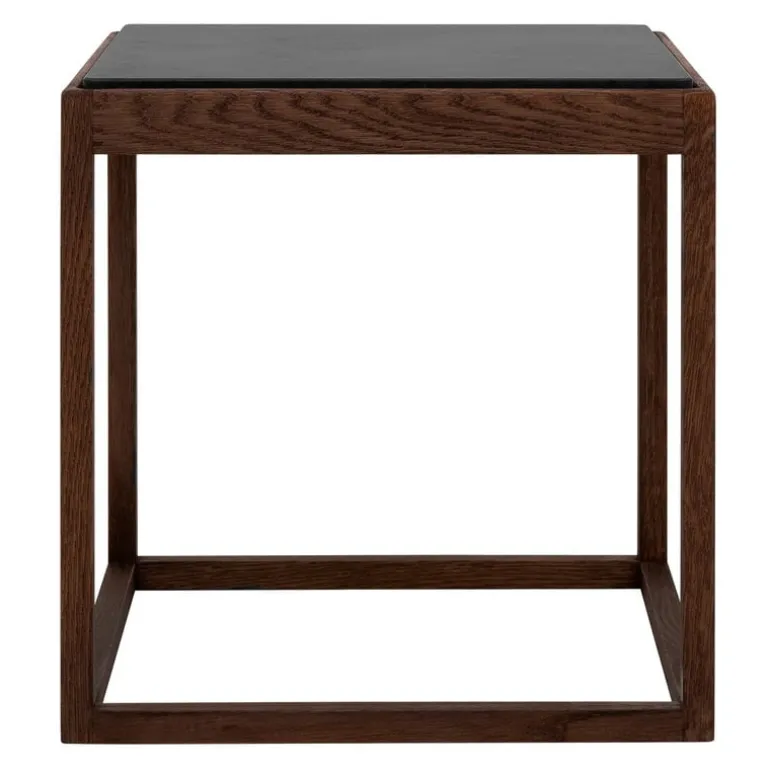 Klassik Studio Cube table, smoked oak - grey marble