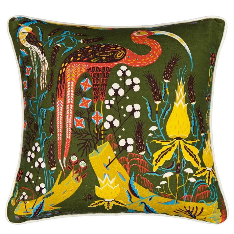 Klaus Haapaniemi & Co. Crane cushion cover, linen-cotton, green