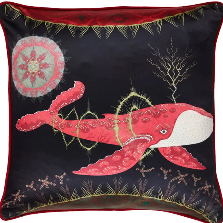 Klaus Haapaniemi & Co. Cosmic Whale with Red Planet cushion cover, silk
