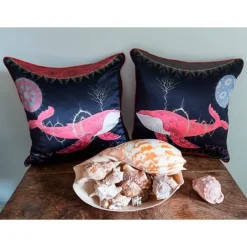 Klaus Haapaniemi & Co. Cosmic Whale with Red Planet cushion cover, silk