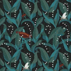 Klaus Haapaniemi & Co. Lily of the Valley wallpaper, uncoated, black