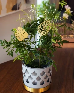 Klong Brass Leaves Wood ornamental plant support, 2 pcs