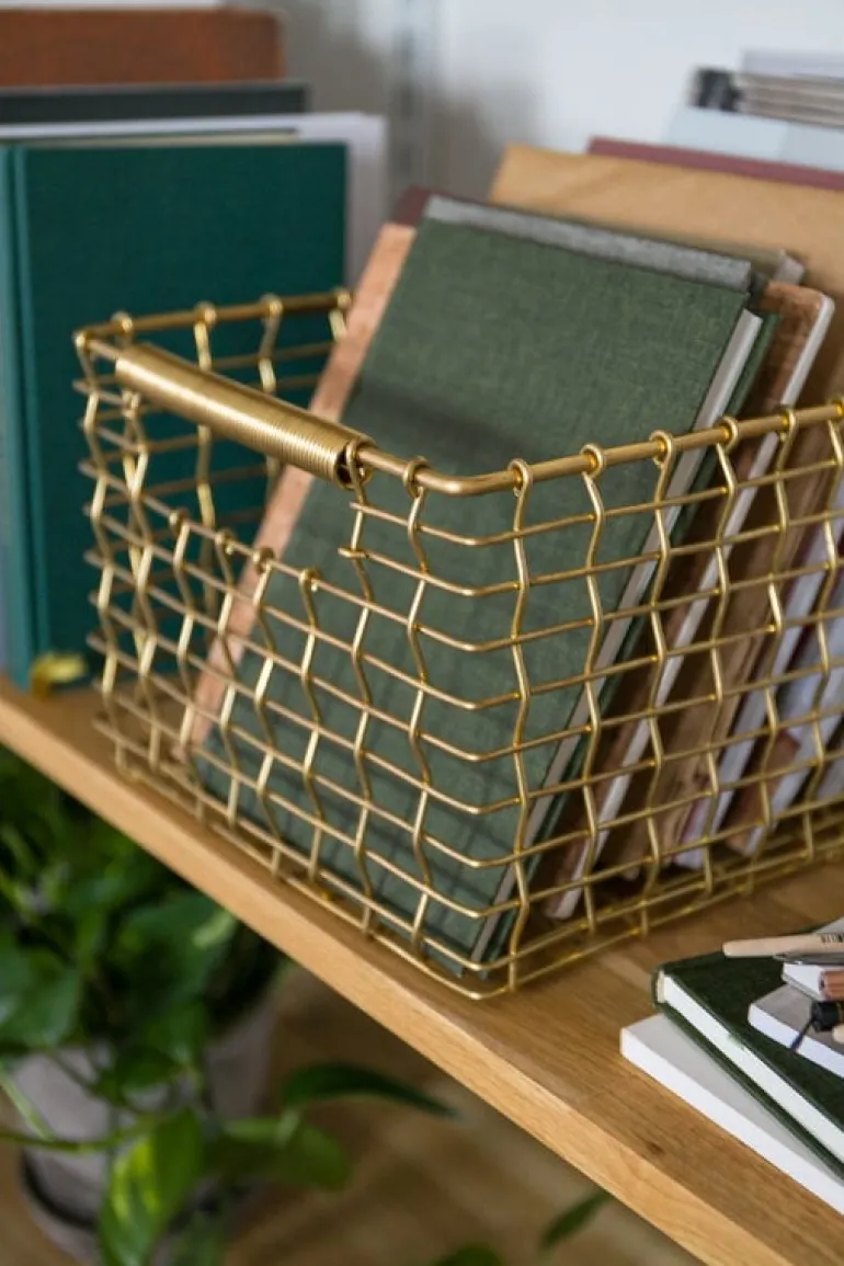Korbo Rectangular 15 wire basket, brass