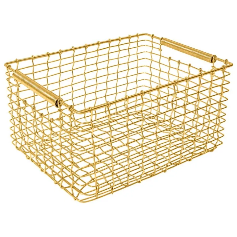 Korbo Rectangular 19 wire basket, brass