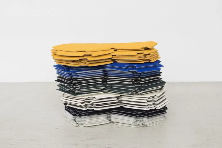 Kvadrat Clouds fabric tiles, 8 pcs, deep teal - white