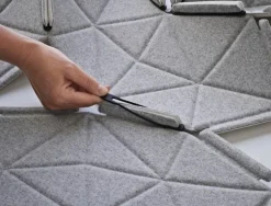 Kvadrat Clouds fabric tiles, 8 pcs, deep teal - white