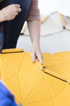 Kvadrat Clouds fabric tiles, 8 pcs, beige - tangerine