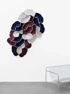 Kvadrat Clouds fabric tiles, 8 pcs, burgundy - white