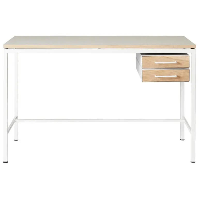 Labofa Heritage 65 desk, 2 drawers, grey linoleum - oak - white