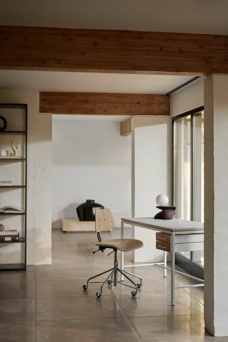 Labofa Heritage 65 desk, 2 drawers, grey linoleum - oak - white