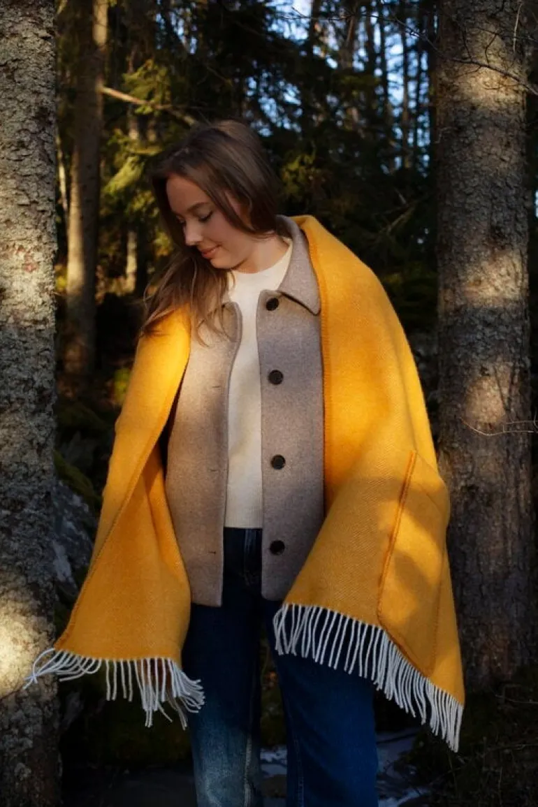 Lapuan Kankurit Arvo pocket shawl, 60 x 180 cm, white - coffee dyed orange