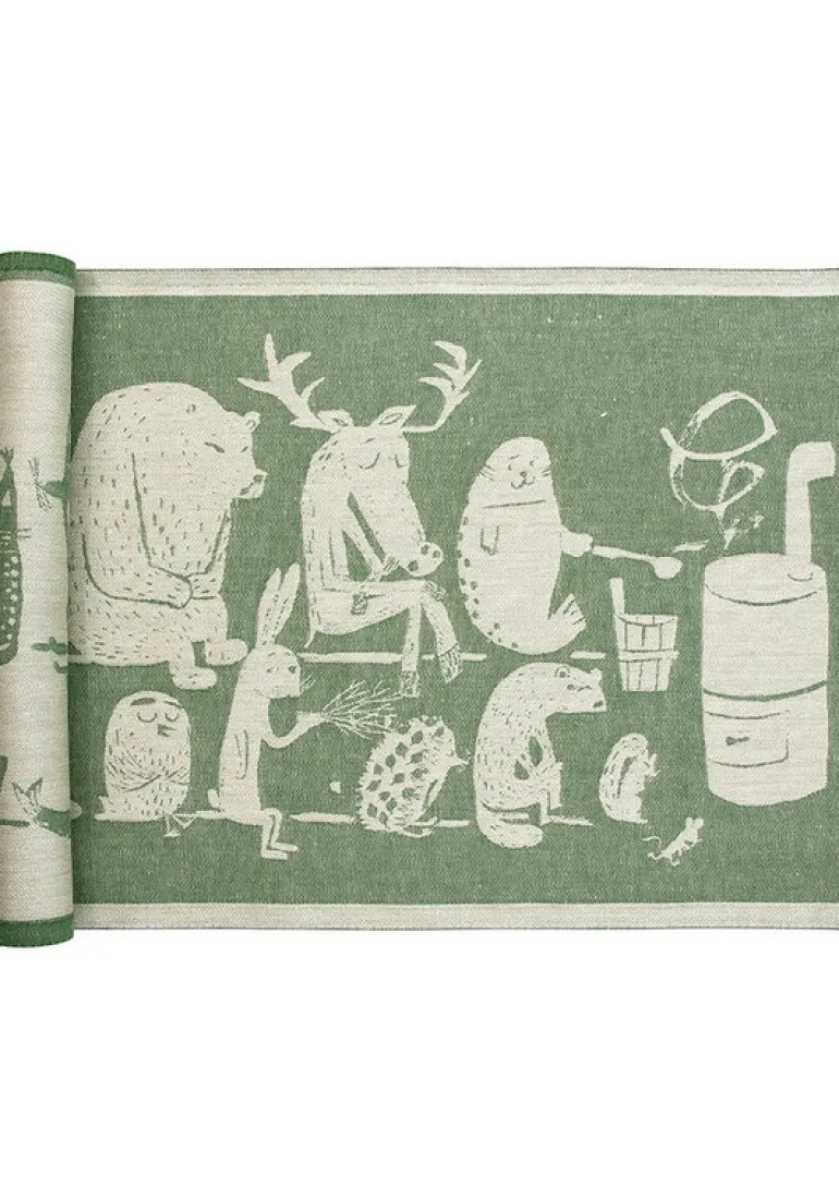 Lapuan Kankurit Eläinten Sauna sauna cover, 46 x 150 cm, linen - green
