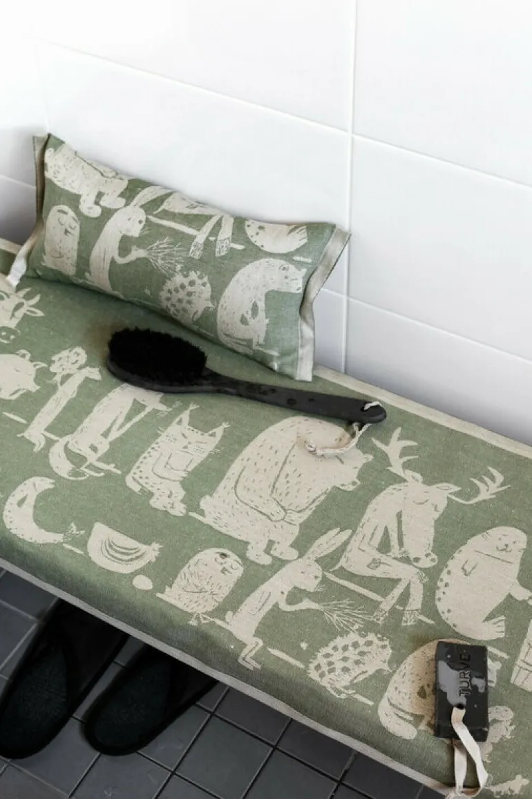 Lapuan Kankurit Eläinten Sauna sauna cover, 46 x 150 cm, linen - green