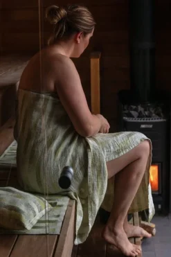 Lapuan Kankurit Hohto sauna cover, 46 x 150 cm, white - green