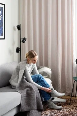 Lapuan Kankurit Kaamos blanket, 150 x 200 cm, white - natural brown