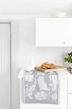 Lapuan Kankurit Kissanpäivät hand towel, white - dark grey