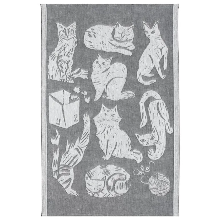 Lapuan Kankurit Kissanpäivät hand towel, white - dark grey