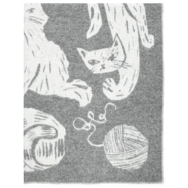 Lapuan Kankurit Kissanpäivät blanket, grey - white
