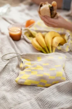 Lapuan Kankurit Koodi ribbon bag, yellow - linen