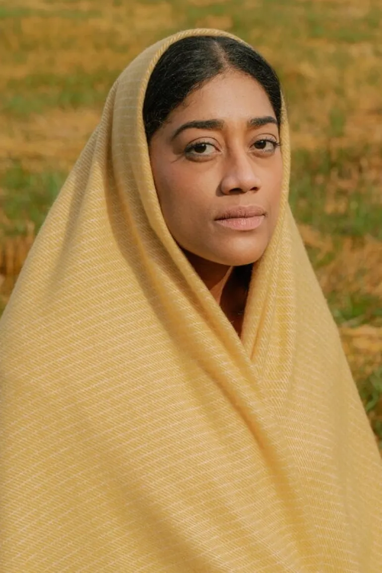 Lapuan Kankurit Lepo blanket, 135 x 180 cm, white - ochre