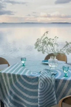 Lapuan Kankurit Metsälampi table cloth/throw, 145 x 200 cm, white - green - blue
