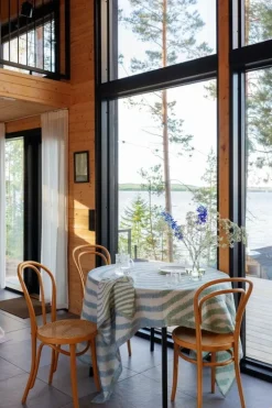 Lapuan Kankurit Metsälampi table cloth/throw, 145 x 200 cm, white - green - blue