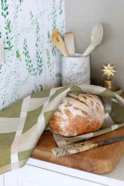 Lapuan Kankurit Punos kitchen towel, linen - olive