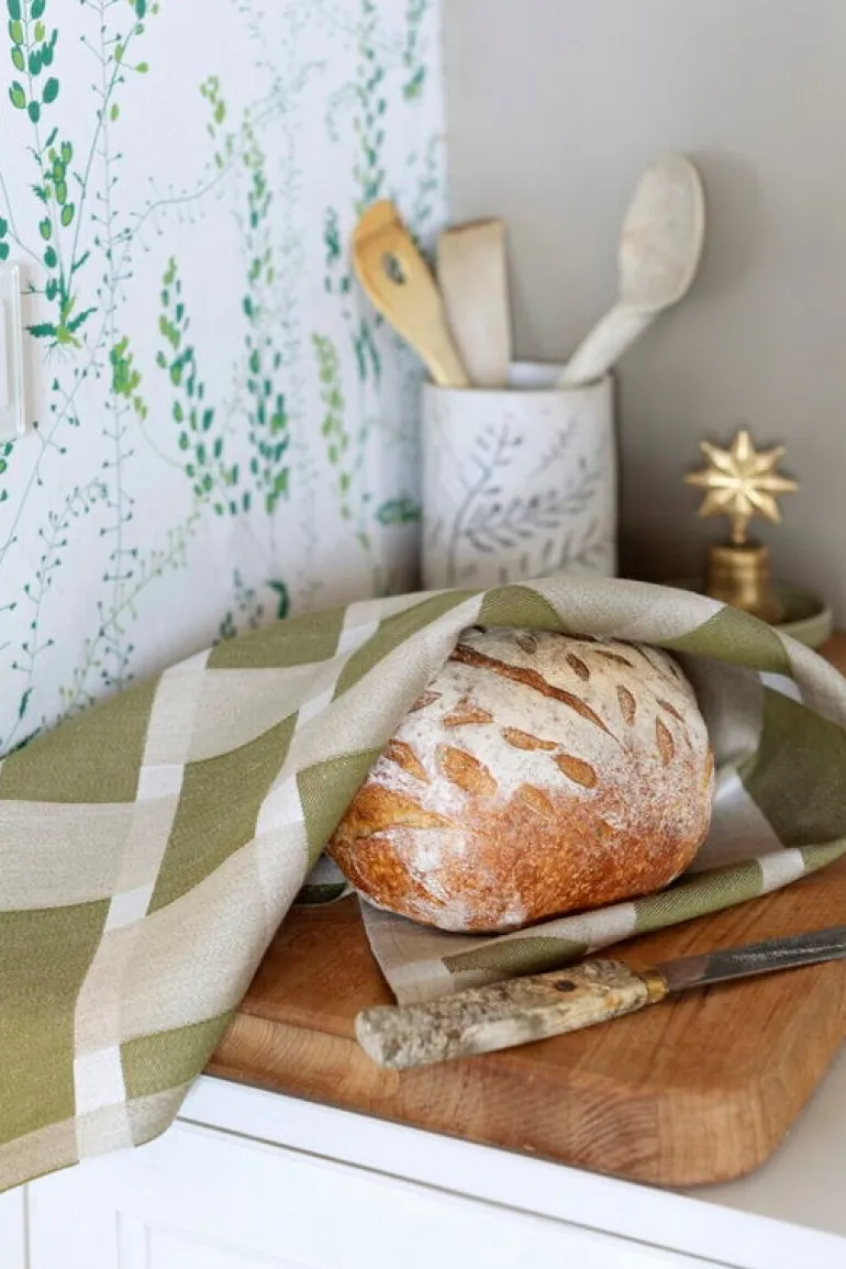 Lapuan Kankurit Punos kitchen towel, linen - olive