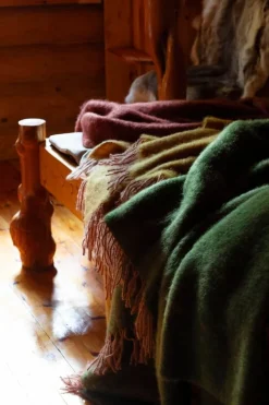 Lapuan Kankurit Revontuli mohair blanket, powder - olive