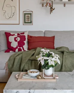 Lapuan Kankurit Revontuli mohair blanket, powder - olive