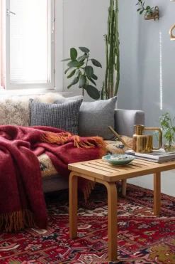 Lapuan Kankurit Revontuli mohair blanket, rust - bordeaux